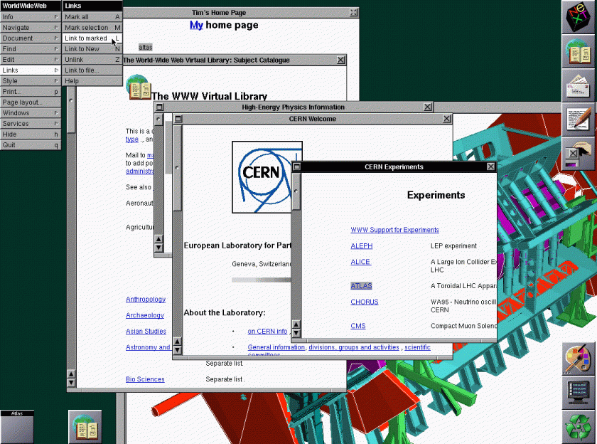 A 1993 screenshot of WorldWideWeb